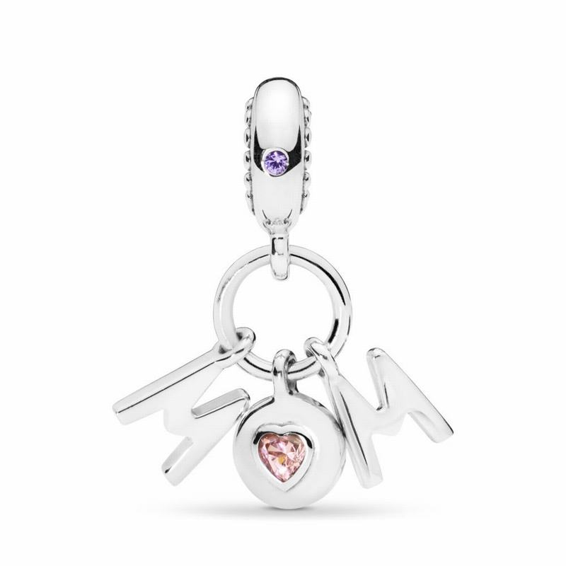 Pandora Perfect Mom Dangle Charm - Sterling Silver/Pink/Crystal - Canada | BH3304JB